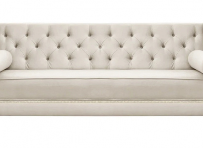 Luxury Beige Chesterfield Velvet Three-Seater Upholstered Furniture Hotel Living Room Practice